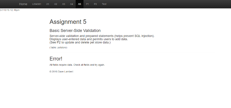 Validation feedback